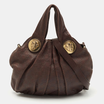 Gucci Dark Brown Guccissima Leather Small Hysteria Hobo