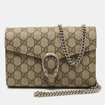 Gucci Beige GG Supreme Canvas and Leather Dionysus Wallet On Chain