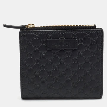 Gucci Black Guccissima Leather Zip Card Case