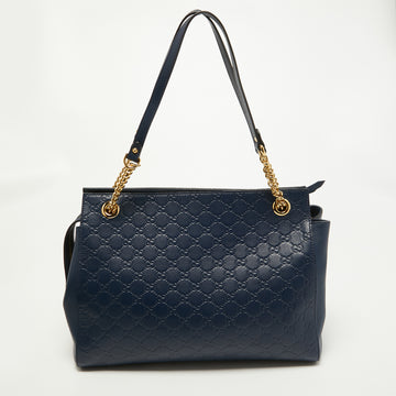 Gucci Blue Guccissima Leather Chain Shoulder Bag