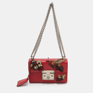 Red Guccissima Leather Padlock Bag Small
