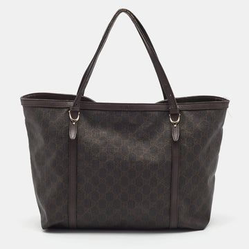 Gucci Dark Brown GG Supreme Canvas and Leather Medium Nice Tote