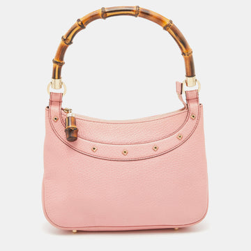 Gucci Light Pink Leather Anita Bamboo Hobo