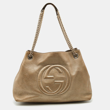 Gucci Metallic Gold Leather Medium Soho Chain Shoulder Bag