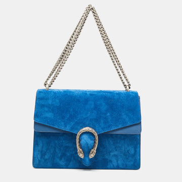 Gucci Blue Suede And Leather Medium Dionysus Shoulder Bag