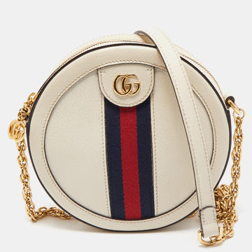 Gucci Off White Leather Mini Ophidia Round Shoulder Bag