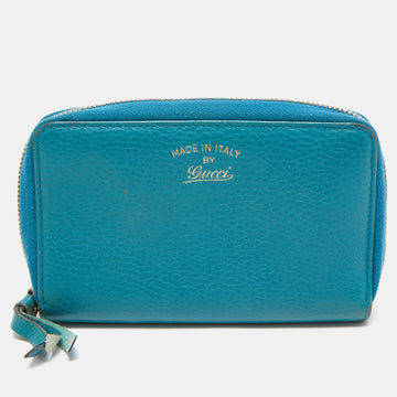 GUCCI Blue Leather Swing Zip Around Wallet