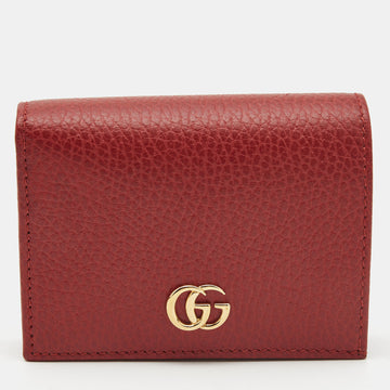 Gucci Red Leather GG Marmont Flap Card Case