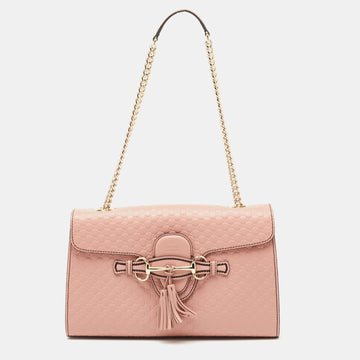 Gucci Pink Microguccissima Leather Medium Emily Chain Shoulder Bag