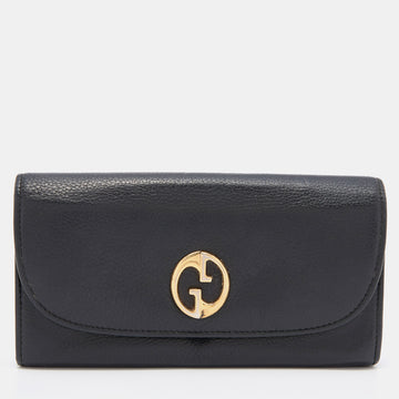 Gucci Black Leather 1973 Flap Continental Wallet