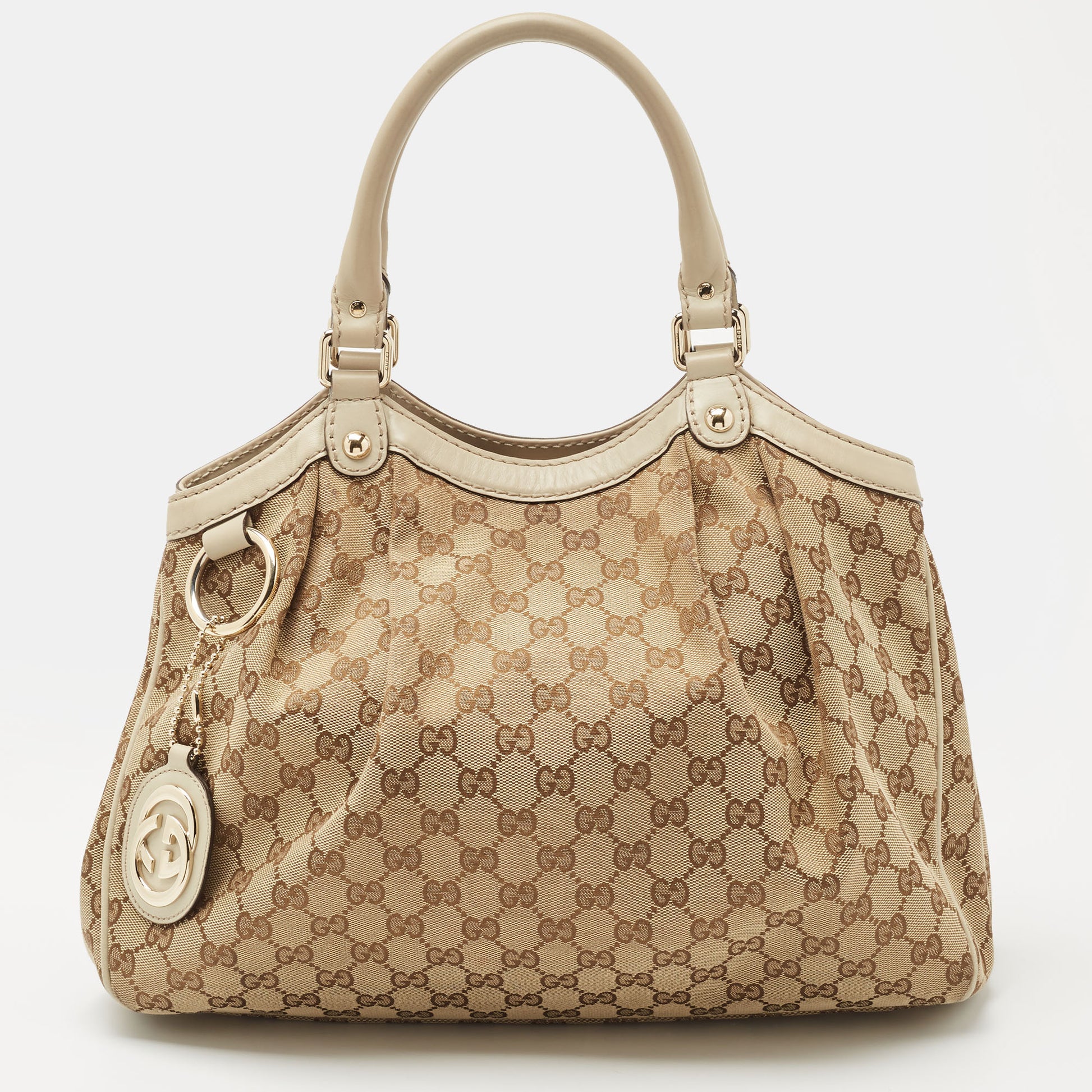 Gucci Sukey Medium GG Canvas Tote Bag Beige