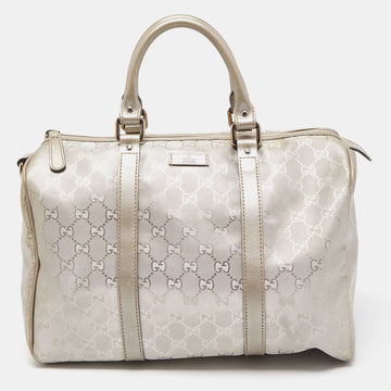 GUCCI Silver GG Supreme Canvas Medium Joy Boston Bag