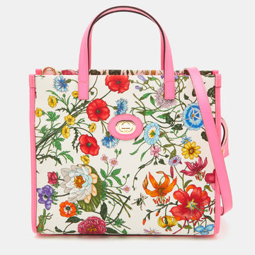 GUCCI Multicolor Flora Canvas and Leather Medium Tote