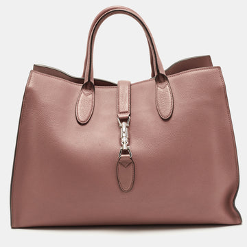 GUCCI Old Rose Leather Medium Soft Jackie Tote