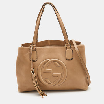 GUCCI Beige Leather Soho Working Tote