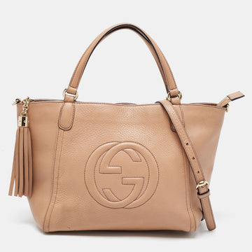 GUCCI Beige Leather Soho Tassel Tote