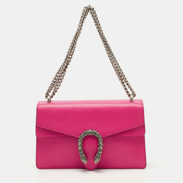 GUCCI Fuchsia Leather Small Dionysus Crystals Shoulder Bag