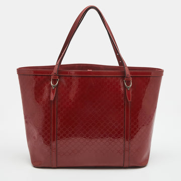 GUCCI Red Microssima Patent Leather Medium Nice Tote