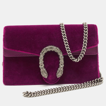 GUCCI Purple Velvet And Leather Super Mini Dionysus Shoulder Bag