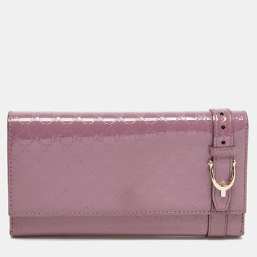 GUCCI Lilac Microssima Patent Leather Nice Long Wallet