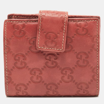 GUCCI Old Rose ssima Leather French Wallet