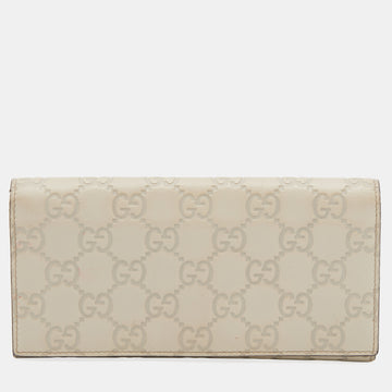 GUCCI Cream ssima Leather Flap Continental Wallet