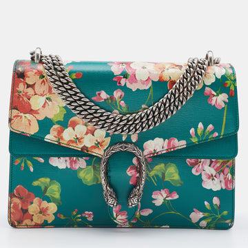 GUCCI Green Blooms Leather Medium Dionysus Shoulder Bag