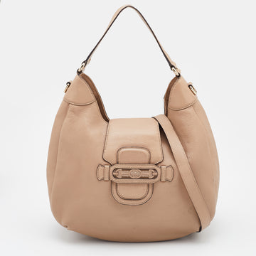 GUCCI Beige Leather Dressage Hobo