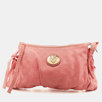 GUCCI Pink ssima Leather Large Hysteria Wristlet Clutch