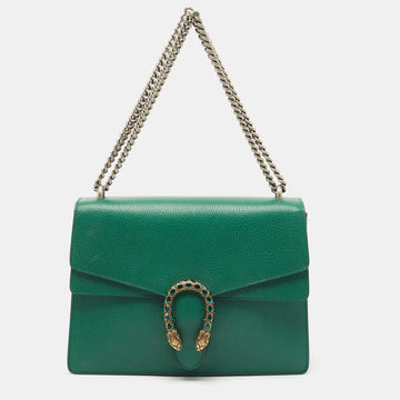 GUCCI Green Leather Medium Dionysus Shoulder Bag