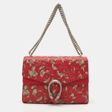 GUCCI Red GG Supreme Canvas and Leather Medium Dionysus Arabesque Shoulder Bag