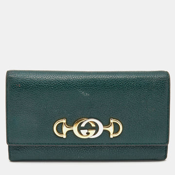 GUCCI Green Leather Zumi Wallet