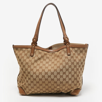 GUCCI Beige Canvas Large Craft Original GG Tote with Pouch