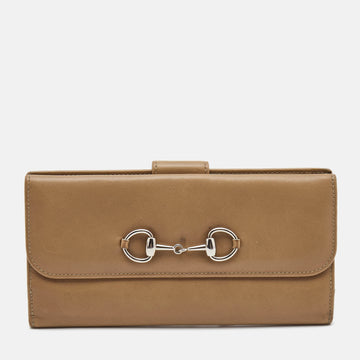 GUCCI Beige Leather Horsebit French Wallet