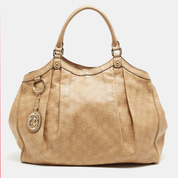 GUCCI Tan ssima Leather Large Sukey Tote