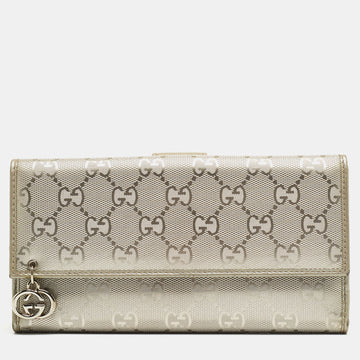 GUCCI Metallic GG Imprime and Leather Interlocking G Continental Wallet