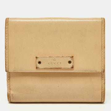 GUCCI Cream Leather French Wallet