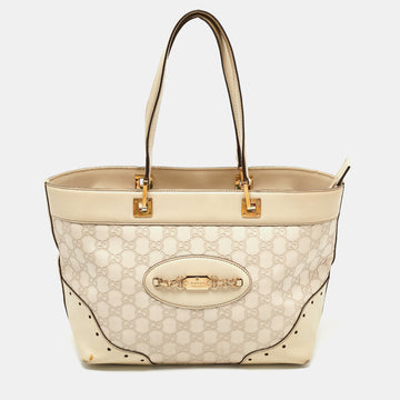 GUCCI Beige ssima Leather Medium Punch Tote