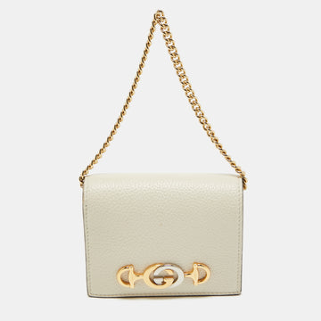 GUCCI Off White Leather Zumi Wallet On Chain