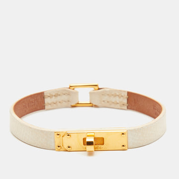 HERMES Kelly Mini II Leather Gold Tone Bracelet