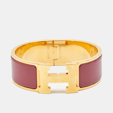 HERMES Clic Clac H Enamel Gold Plated Bracelet