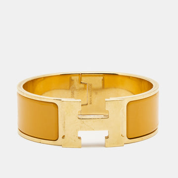 HERMES Clic Clac H Enamel Gold Plated Bracelet