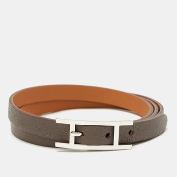 HERMES Etain Swift Leather Hapi 3 Bracelet