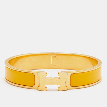 HERMES Clic Clac H Enamel Gold Plated Bracelet