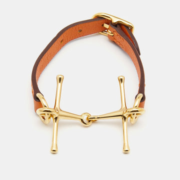 HERMES Swift Mors Leather Gold Plated Bracelet