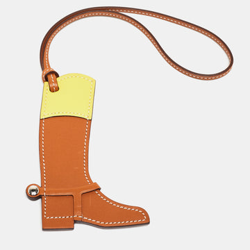 HERMES Natural Sable/Jaune de Naples Veau Butler and Swift Leather Paddock Boot Bag Charm