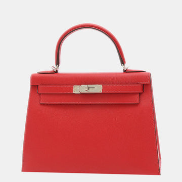 Hermes Kelly Epsom Leather Handbag Shoulder Bag Rouge Casaque