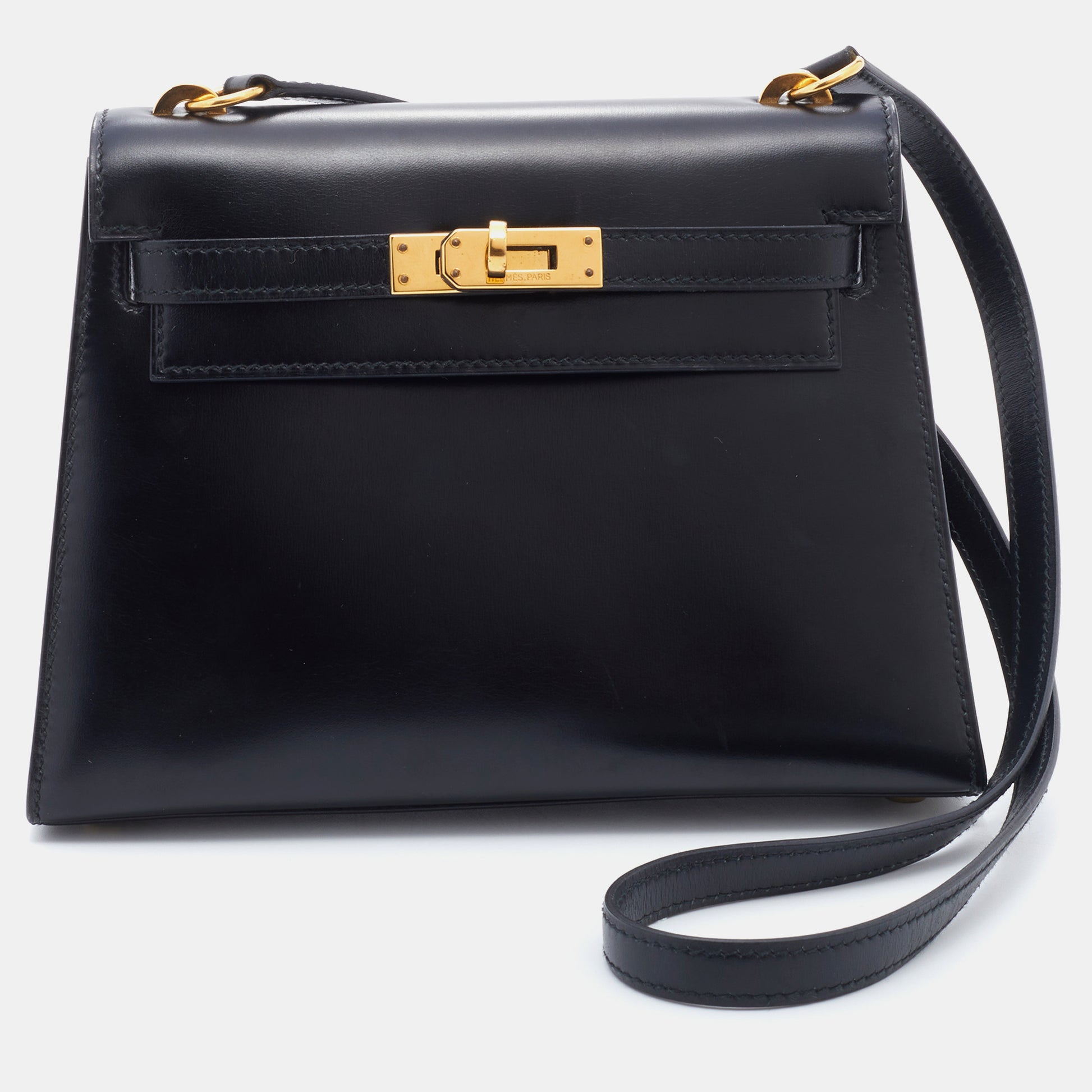 Hermès Kelly 20 Mini Sellier Vintage Black Box Leather with Gold Hardw