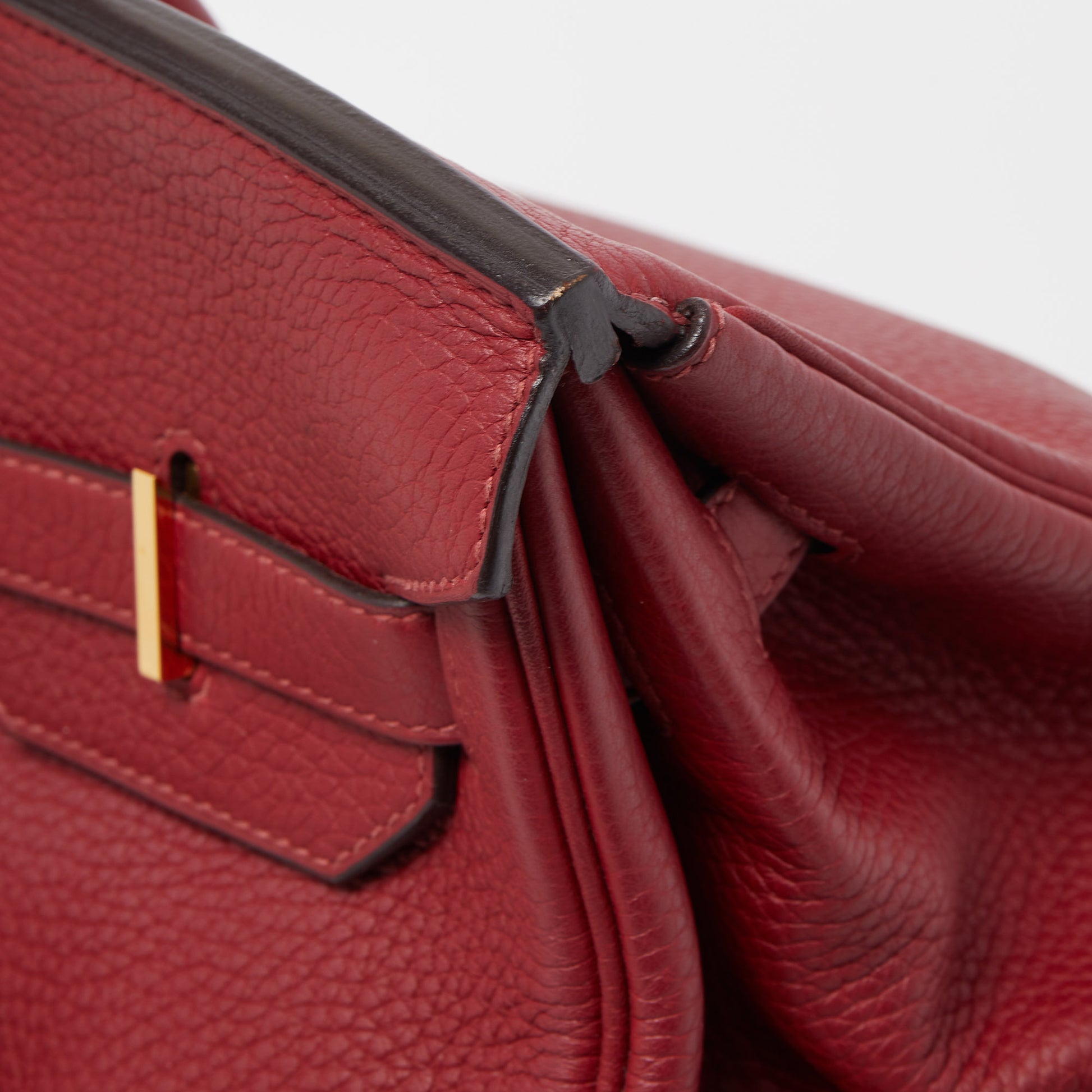 Hermes Rouge Grenat Clemence Leather Gold Finish Birkin 35 Bag Hermes
