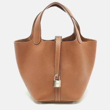 HERMES Gold Togo Leather Picotin Lock 18 Bag